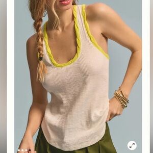 Anthropologie Pilcro Tank Top with Yellow Piping